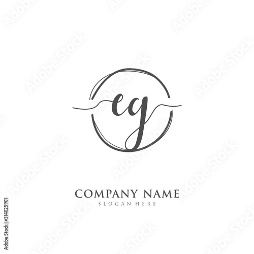 Handwritten initial letter E G EG for identity and logo. Vector logo template with handwriting and signature style.