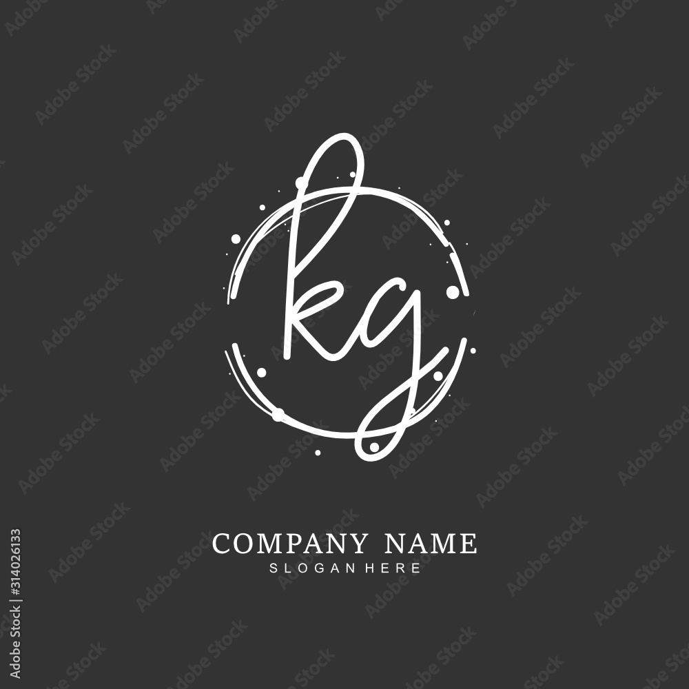 Handwritten initial letter K G KG for identity and logo. Vector logo template with handwriting and signature style. Handwritten initial letter K G KG for identity and logo. Vector logo template with handwriting and signature style.