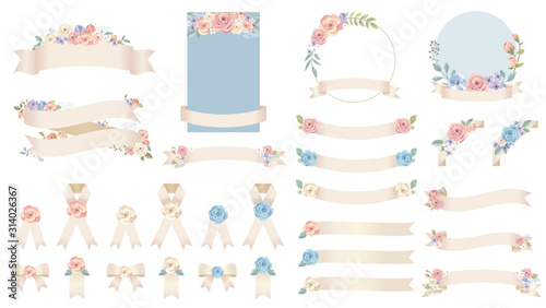 薔薇のリボンフレームセット