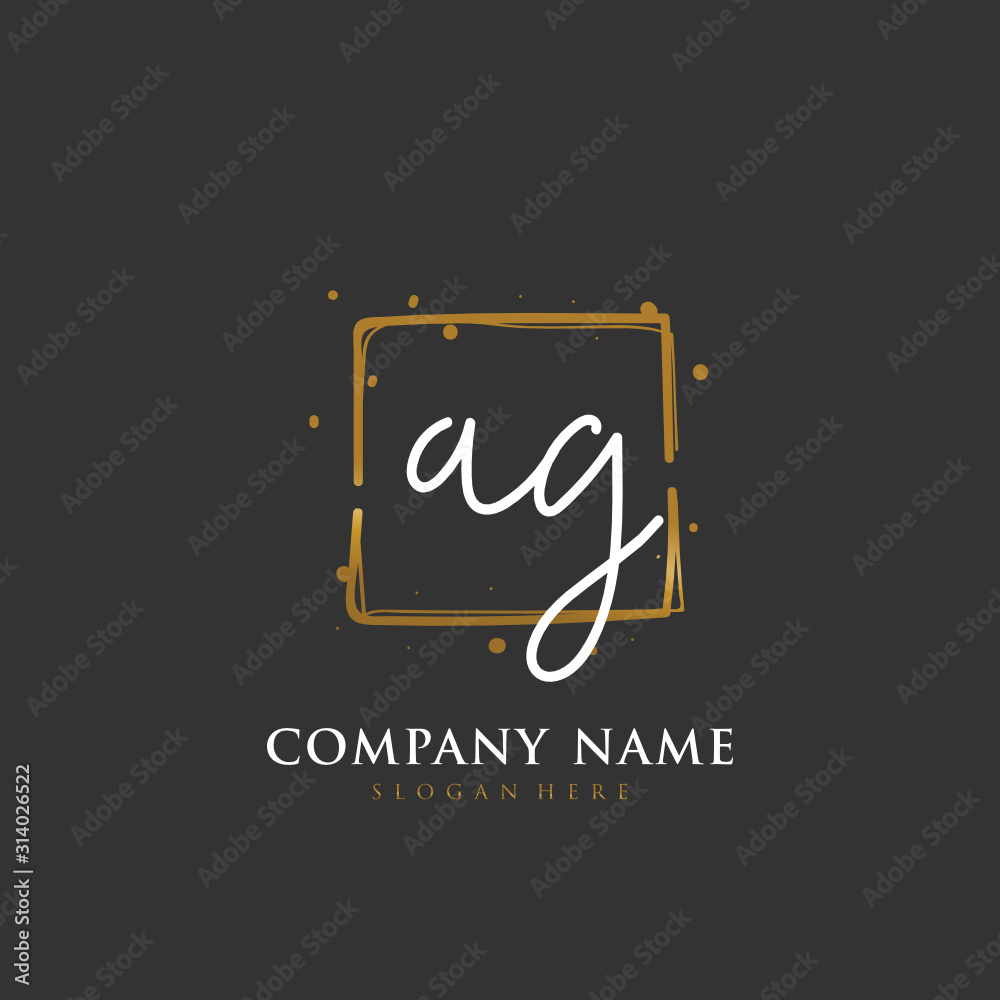 Handwritten initial letter A G AG for identity and logo. Vector logo template with handwriting and signature style. Handwritten initial letter A G AG for identity and logo. Vector logo template with handwriting and signature style.