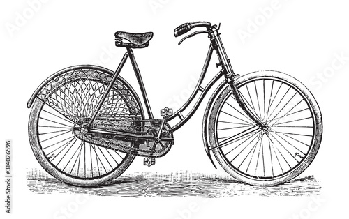 Old bicycle / vintage illustration from Brockhaus Konversations-Lexikon 1908