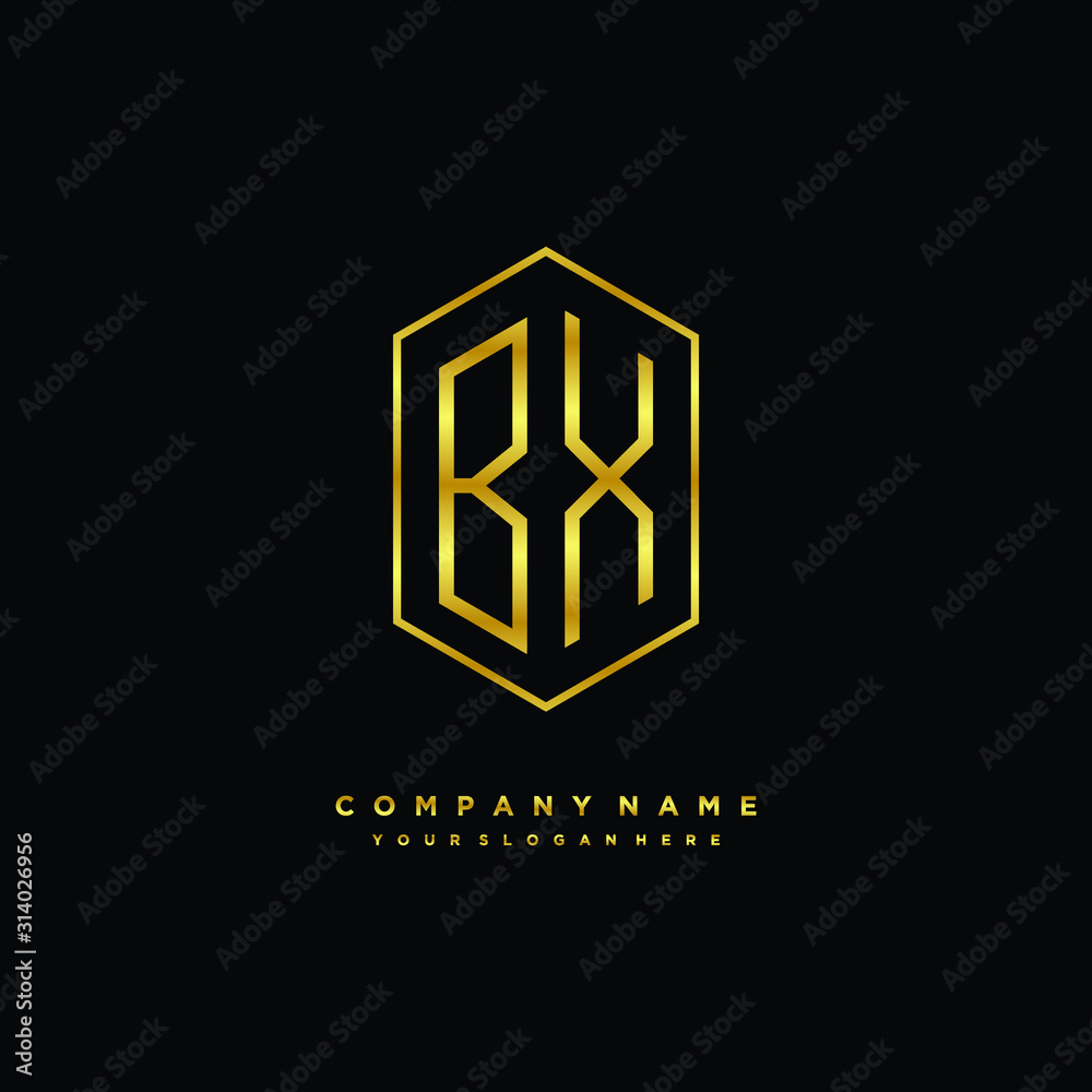 Letter BX logo minimalist luxury gold color