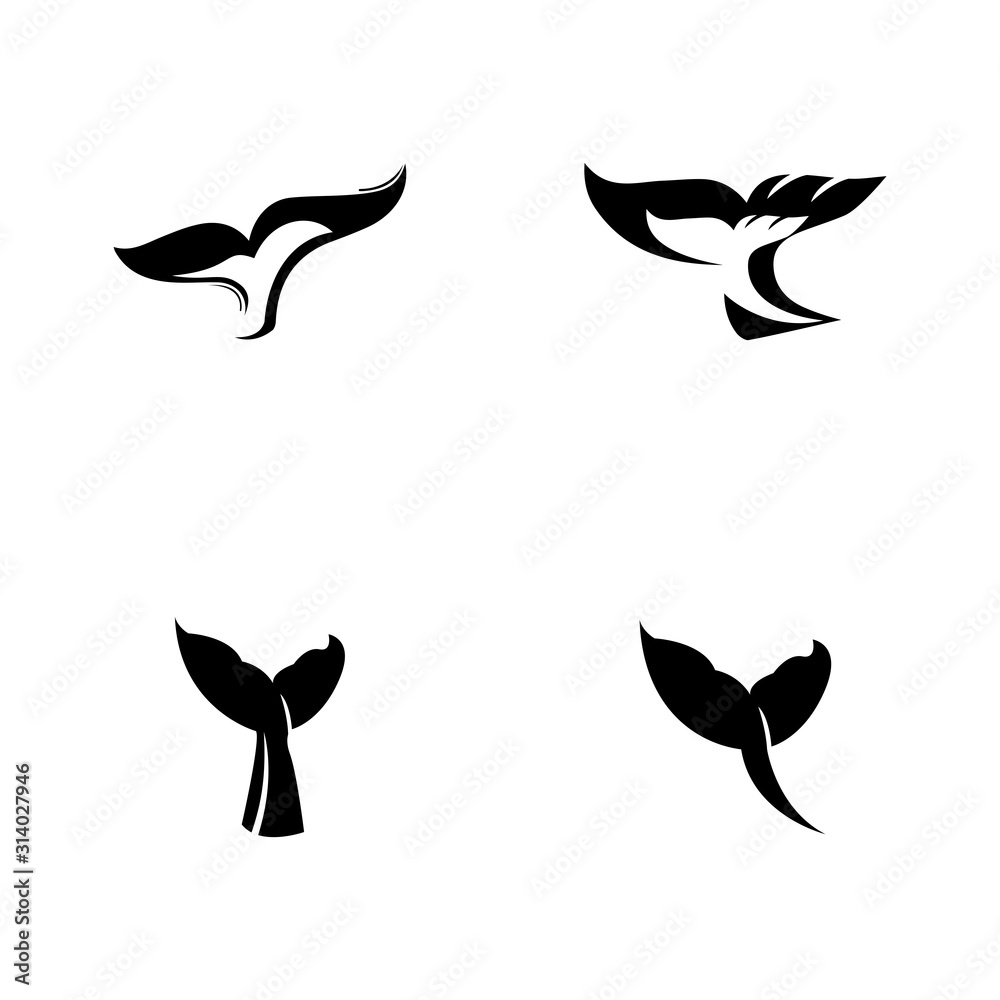 Fototapeta premium Whale tail icon vector illustration