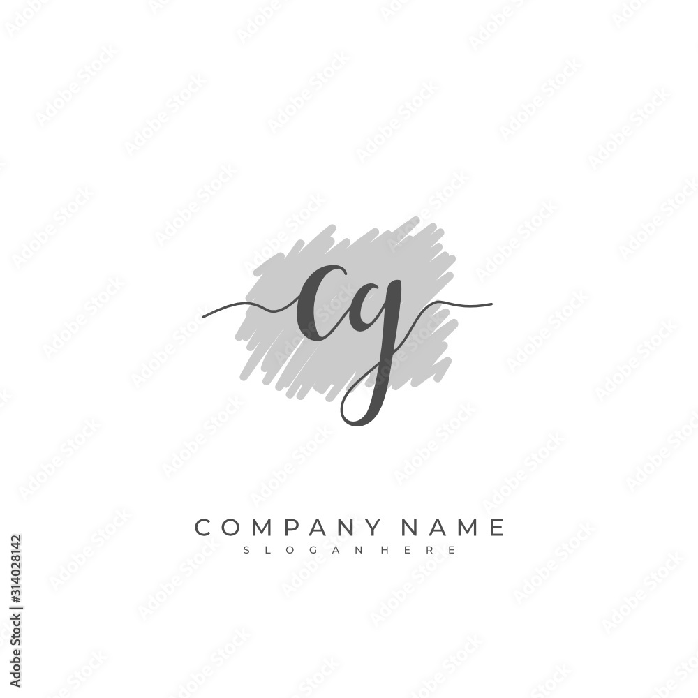 Handwritten initial letter C G CG for identity and logo. Vector logo template with handwriting and signature style.