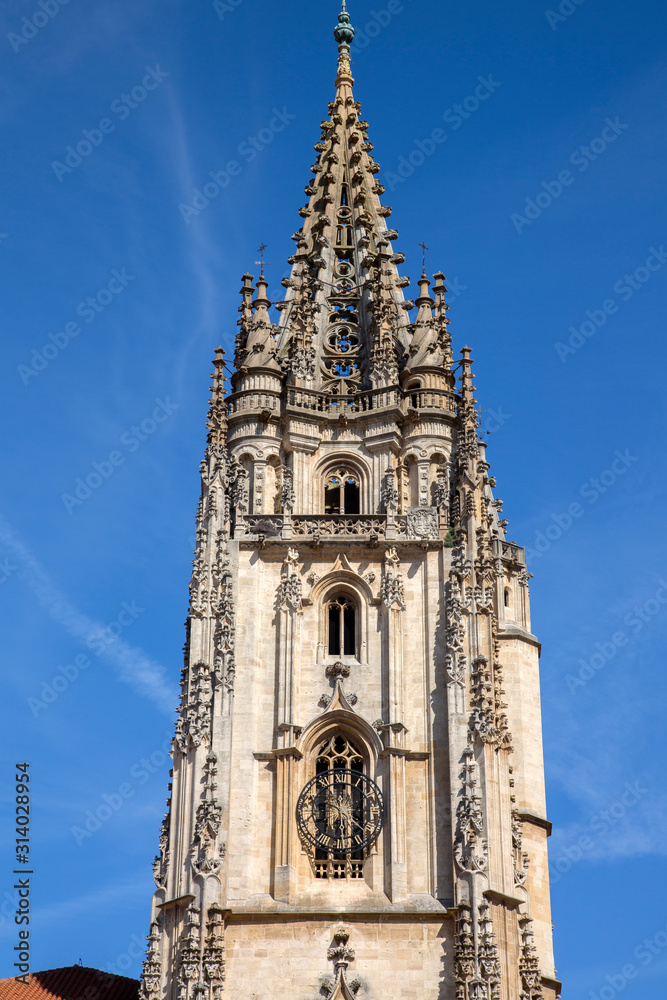 Detail on Cathedral Church Tower, Oviedo; Asturias