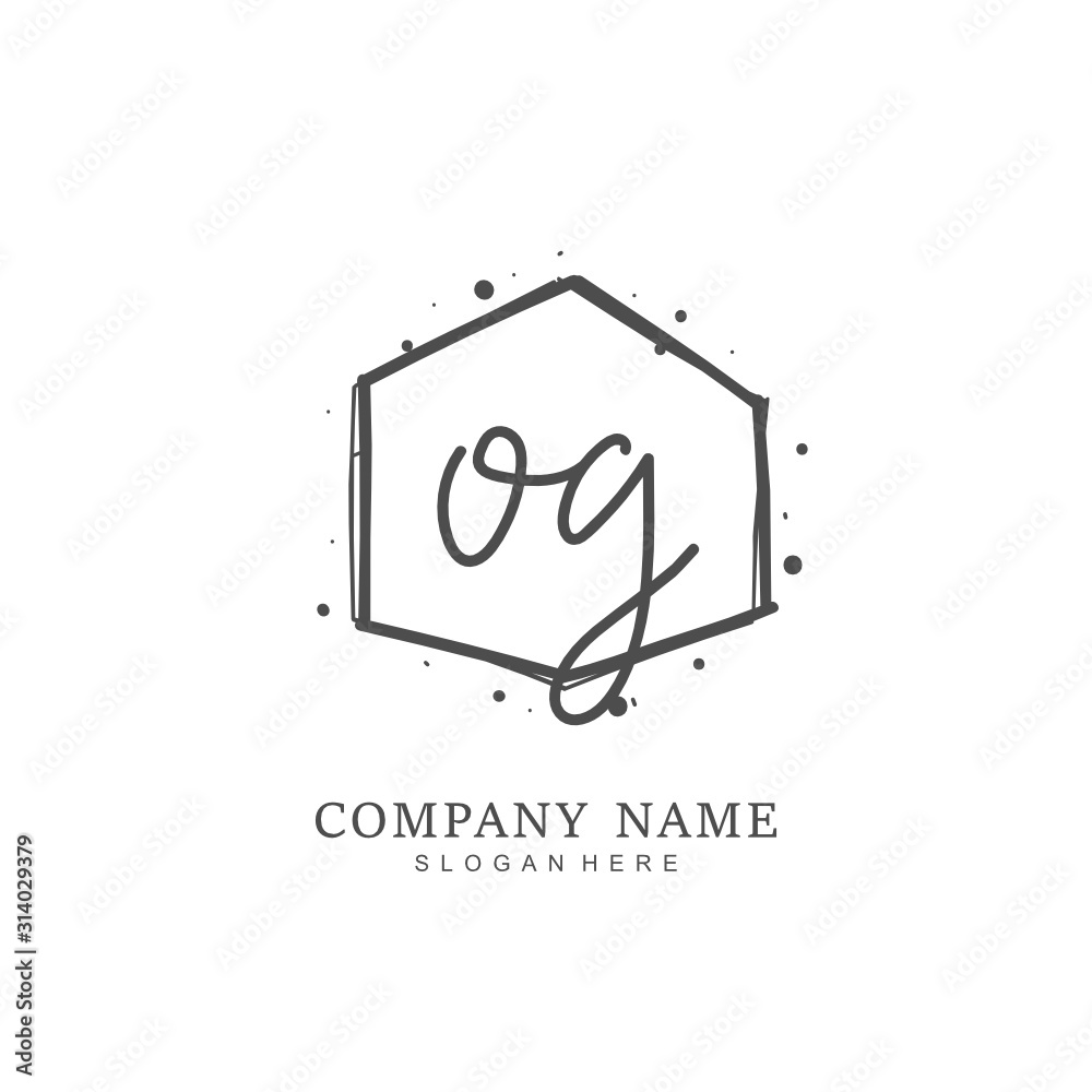 Handwritten initial letter O G OG for identity and logo. Vector logo template with handwriting and signature style. Handwritten initial letter O G OG for identity and logo. Vector logo template with handwriting and signature style.
