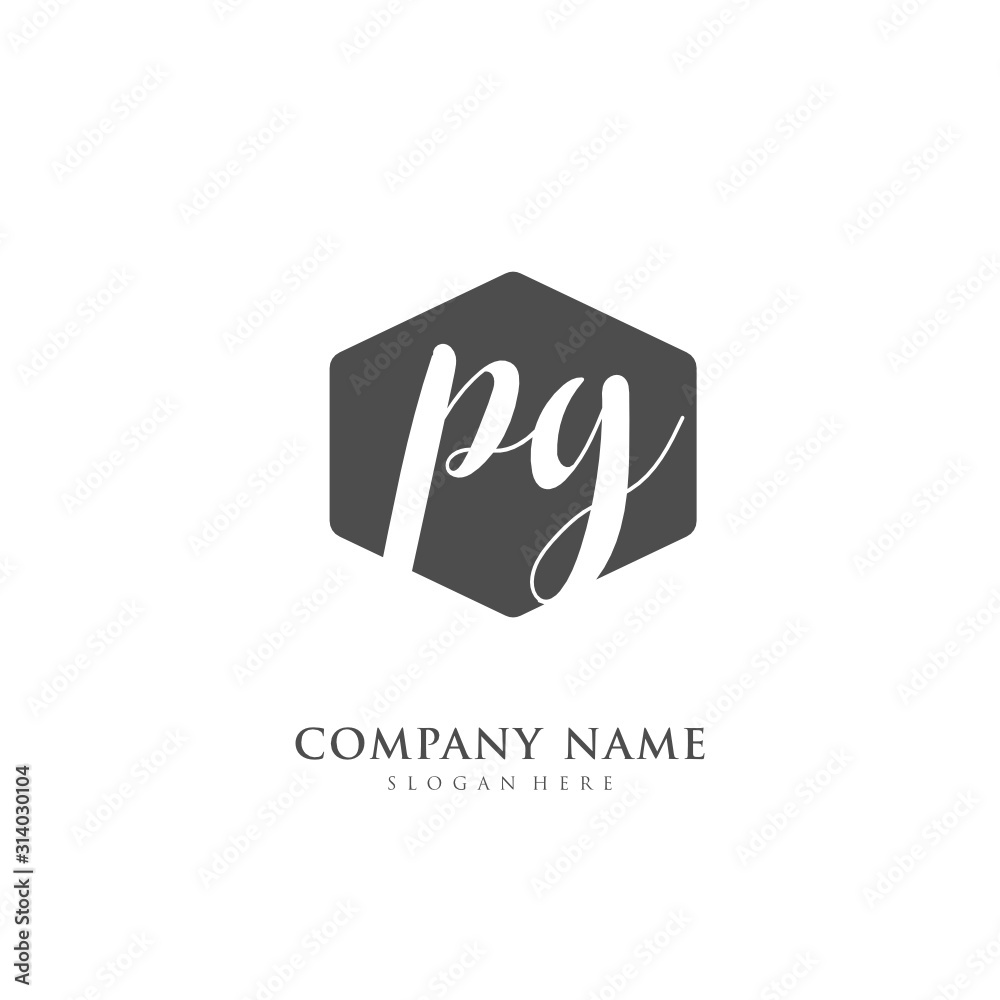 Handwritten initial letter PG PG for identity and logo. Vector logo template with handwriting and signature style.