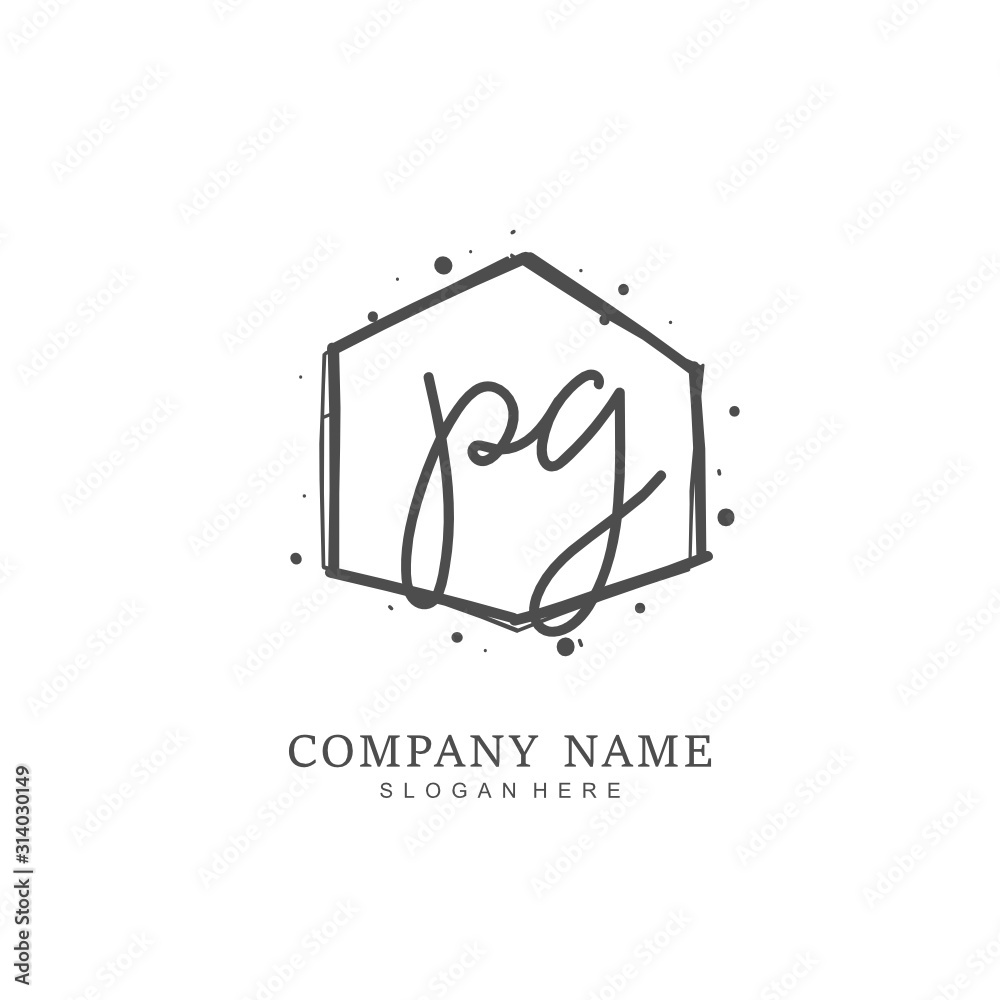Handwritten initial letter PG PG for identity and logo. Vector logo template with handwriting and signature style. Handwritten initial letter PG PG for identity and logo. Vector logo template with handwriting and signature style.