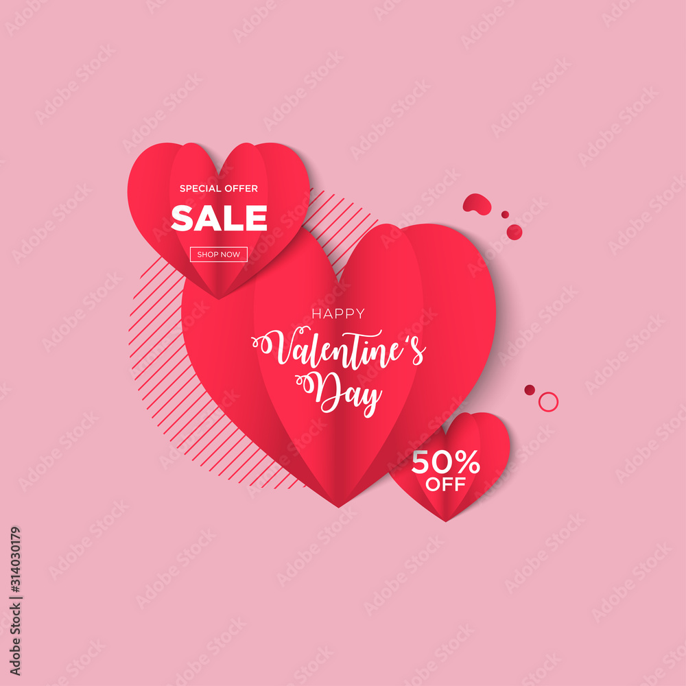 Valentine day sale banner background