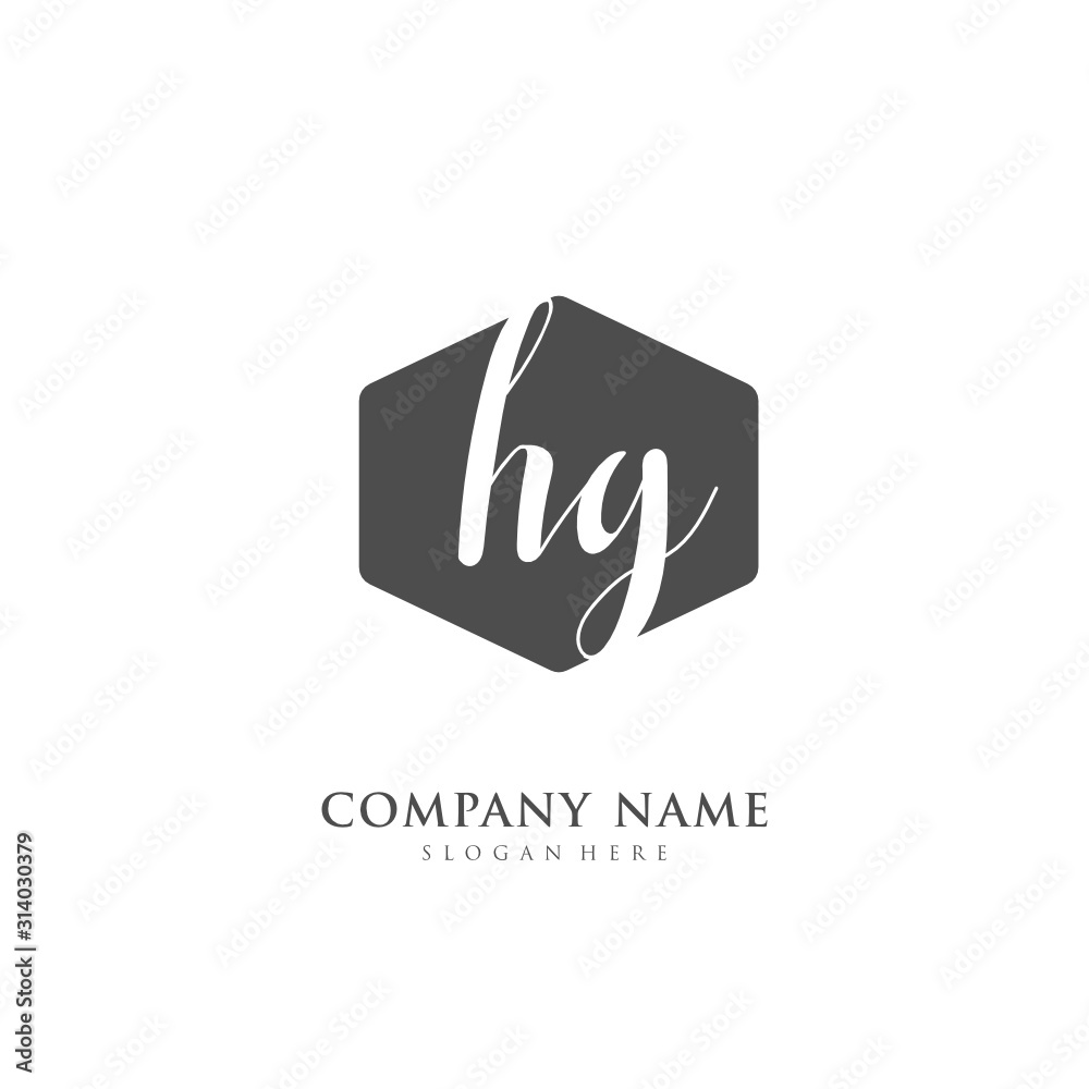 Handwritten initial letter H G HG for identity and logo. Vector logo template with handwriting and signature style.