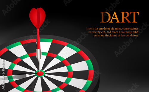 Dart accurate and successful targeting point on dartboard illustration. Concept of business market target and goal