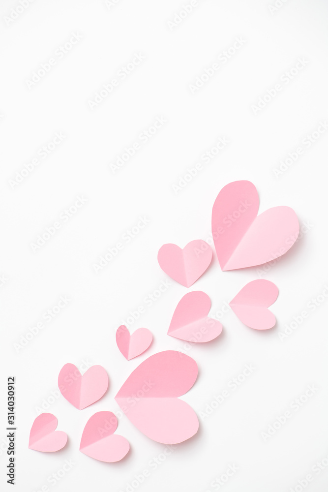 Shape of heart flying on white paper background. Shape of heart flying on white paper background.