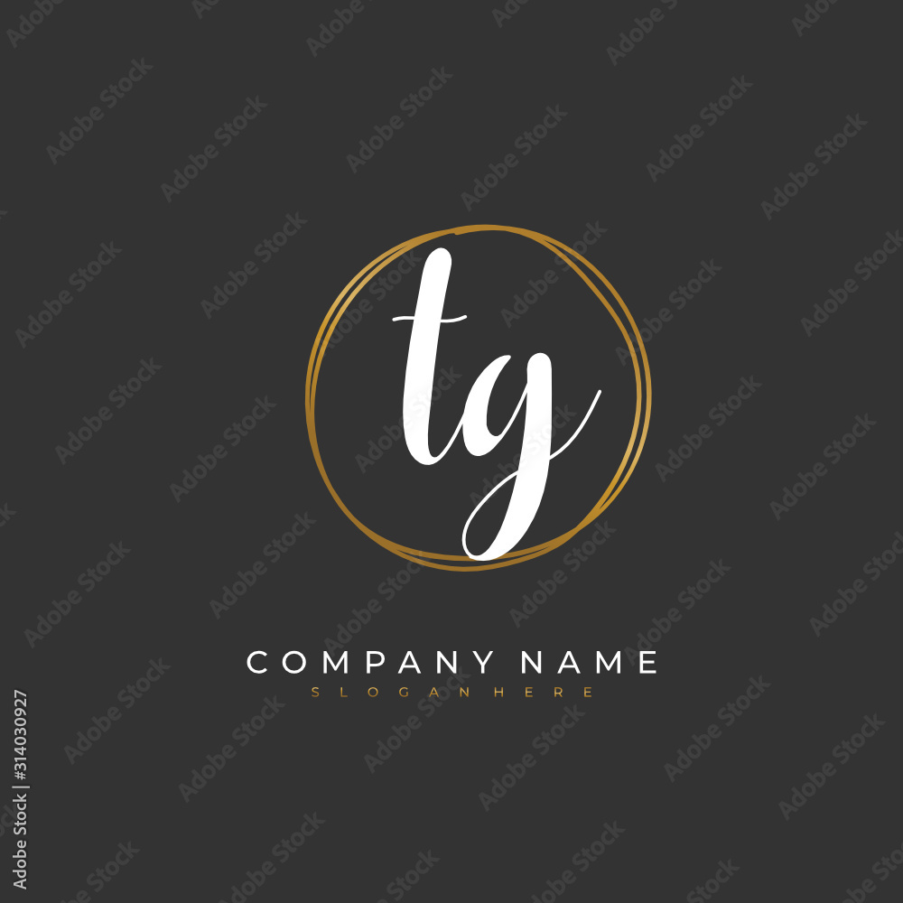 Handwritten initial letter T G TG for identity and logo. Vector logo template with handwriting and signature style. Handwritten initial letter T G TG for identity and logo. Vector logo template with handwriting and signature style.