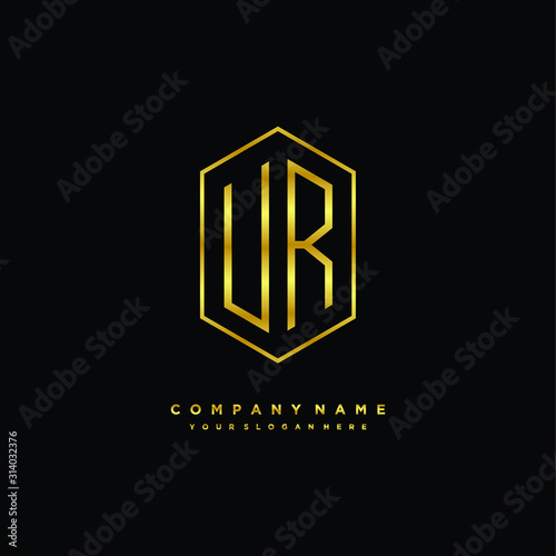 Letter UR logo minimalist luxury gold color