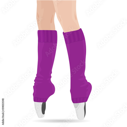 Legs of a girl in leggings and pointe shoes. Vector art