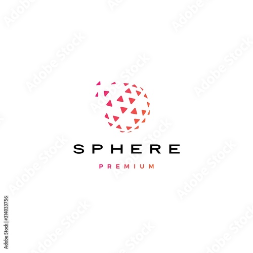 sphere digital globe circle round triangle play spread 3D logo vector icon illustration