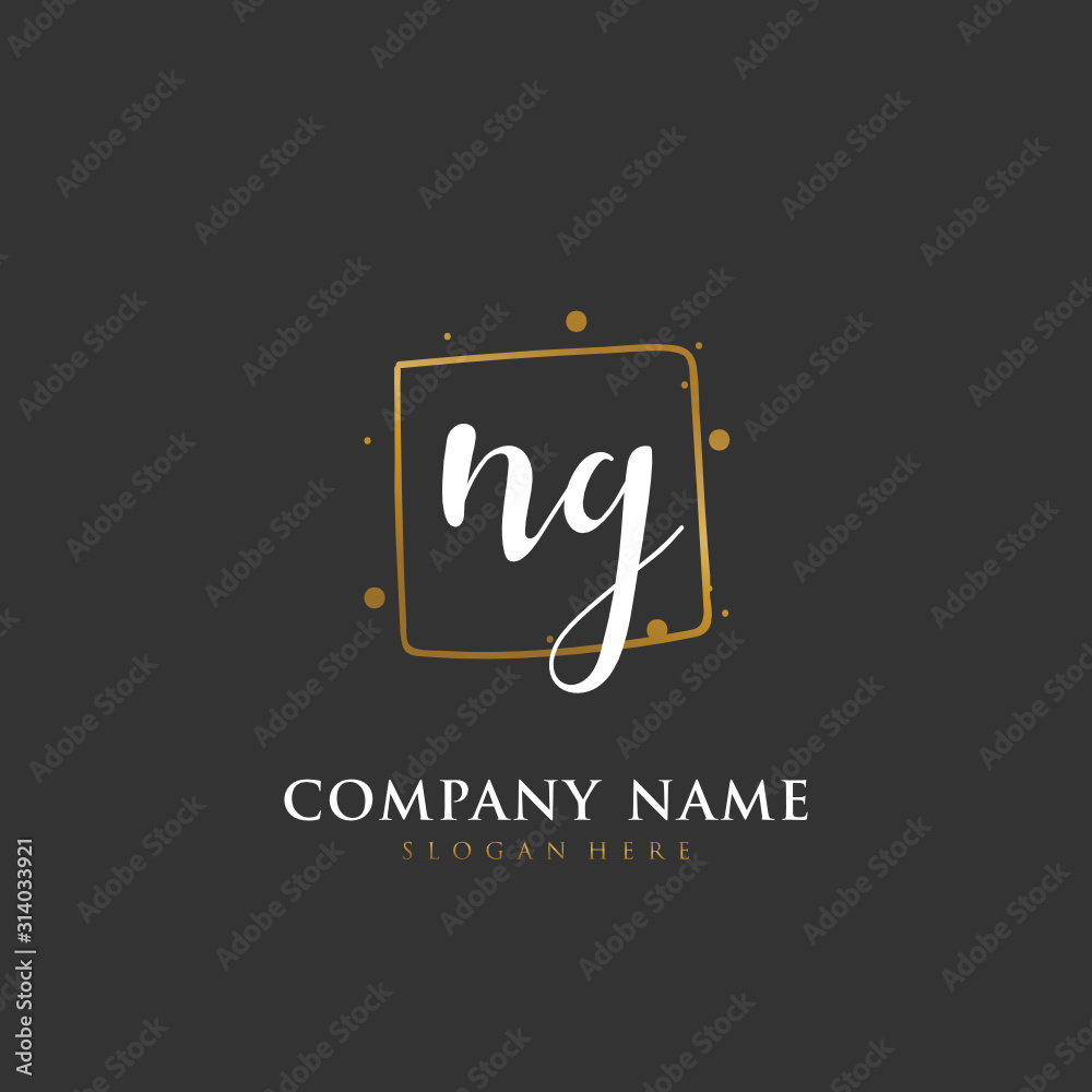 Handwritten initial letter N G NG for identity and logo. Vector logo template with handwriting and signature style. Handwritten initial letter N G NG for identity and logo. Vector logo template with handwriting and signature style.