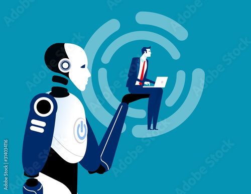 Artificial intelligence support. Concept robot technology vector illustration, Service, Ai