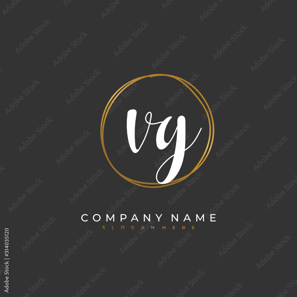 Handwritten initial letter V G VG for identity and logo. Vector logo template with handwriting and signature style.