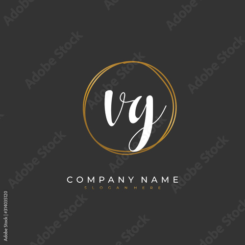 Handwritten initial letter V G VG for identity and logo. Vector logo template with handwriting and signature style.