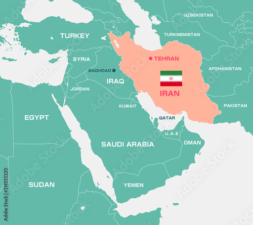 Iran and Middle east , Arabian countries map / English