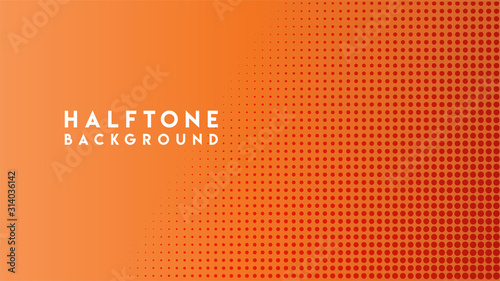 Colorful Halftone Background Design Template, Pop Art, Abstract Dots Pattern Illustration, Vintage Texture Element, Orange Gradation, Vector EPS 10