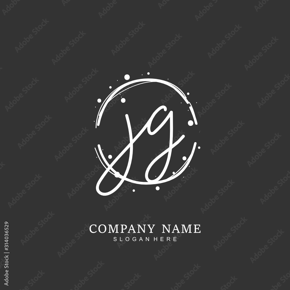 Handwritten initial letter J G JG for identity and logo. Vector logo template with handwriting and signature style.