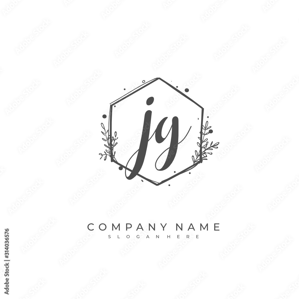 Handwritten initial letter J G JG for identity and logo. Vector logo template with handwriting and signature style. Handwritten initial letter J G JG for identity and logo. Vector logo template with handwriting and signature style.