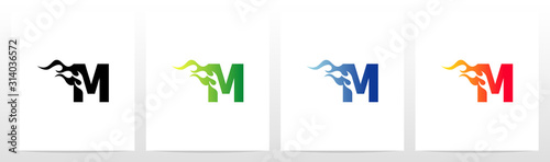 Fire Flame On Letter Logo Design M