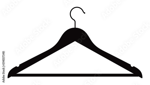 Silhouette of a clothes hanger on a white background. Vector illustration. photo
