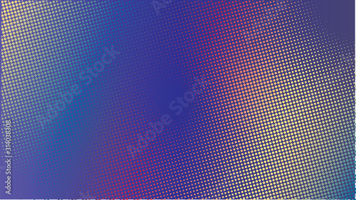 Colorful Halftone Background Design Template, Pop Art, Abstract Dots Pattern Illustration, Vintage Texture Element, Dark Blue Purple Gradation, Rainbow Color, Polka-dotted, polkadot, Vector EPS 10