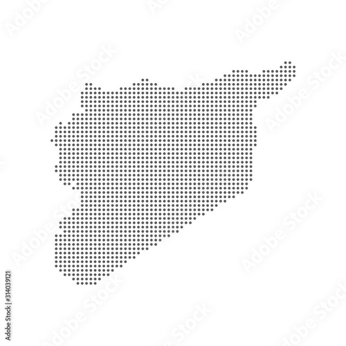 Abstract dotted polka dots pixel particle map of Syria. Vector eps10
