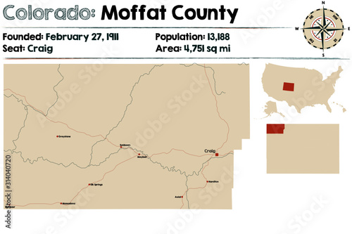 Large and detailed map of Moffat county in Colorado  USA.