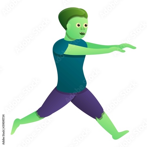 Running zombie icon. Cartoon of running zombie vector icon for web design isolated on white background