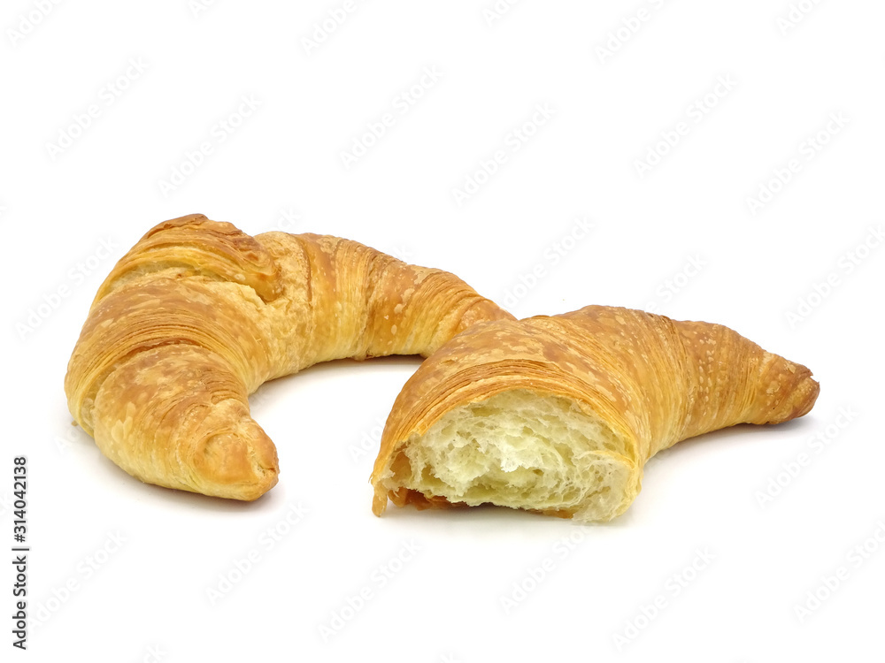 fresh croissant isolated on white background