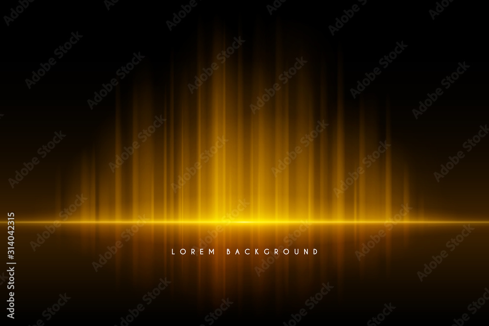 Abstract gold lights with reflection background