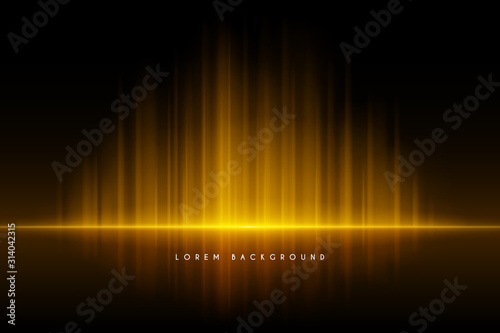 Abstract gold lights with reflection background