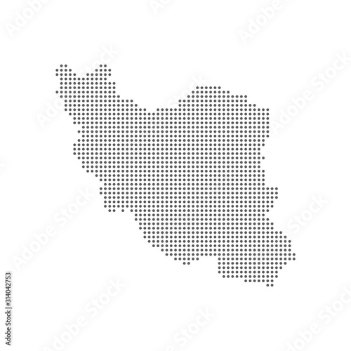 Abstract dotted polka dots pixel particle Iran map. Vector eps10