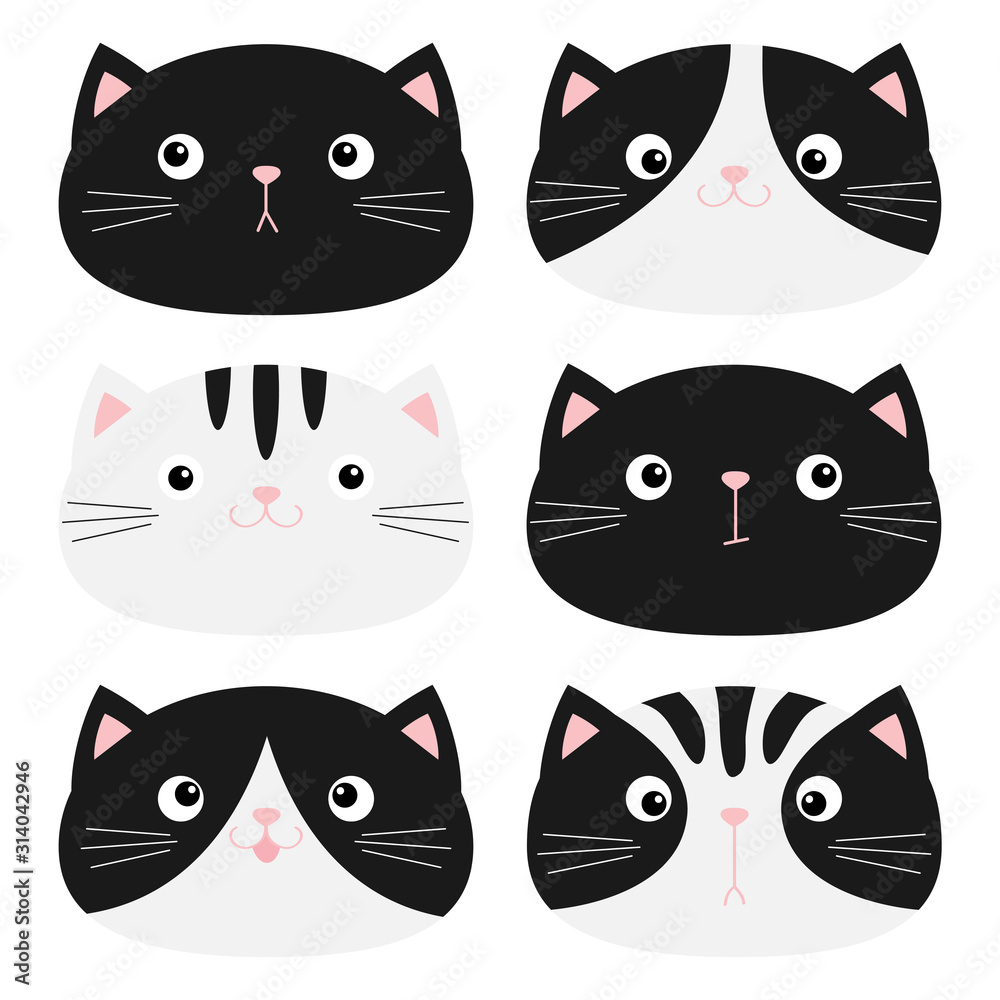 Cat Vector Icon Pet Animal Sign Cartoon Funny Background Vector