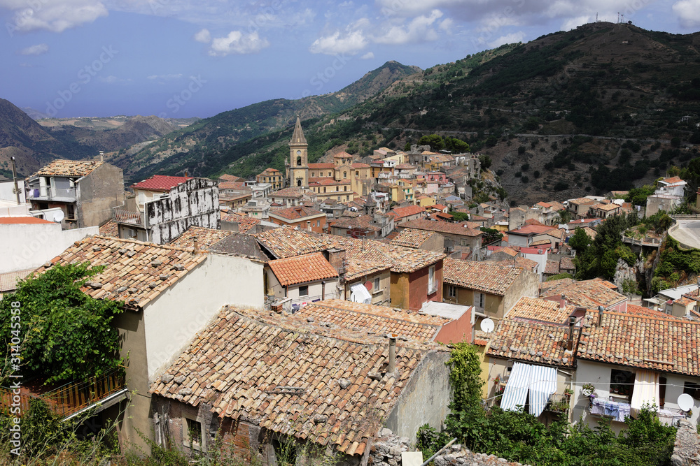 Novara Di Sicilia Village View From High Point, Sicily