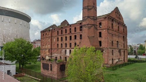 Ruins of Pavlov's House in Volgograd, Stalingrad. World War 2. Russia.