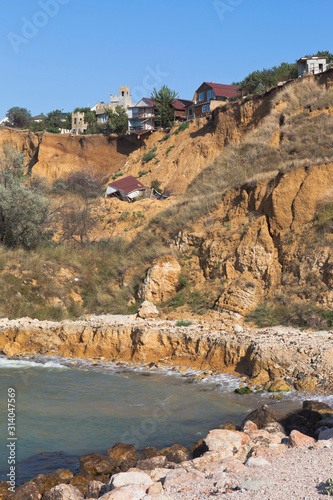 Uchkuev landslide on the Black Sea coast in the city of Sevastopol, Crimea