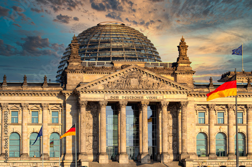 Reichstag building, seat of the German Parliament (Deutscher Bundestag) in Berlin, Germany photo