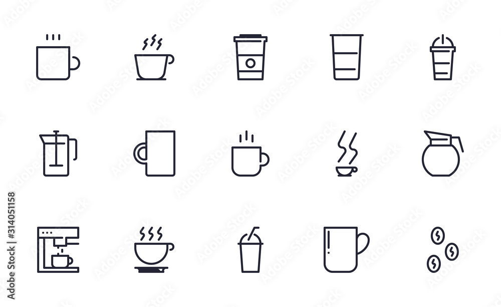 Set of Coffee vector icon illustration