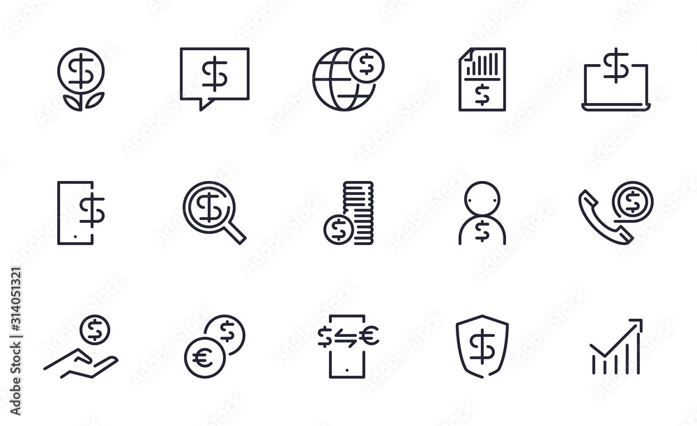 Set of Finance, Money, Banking vector icon illustration Set of Finance, Money, Banking vector icon illustration
