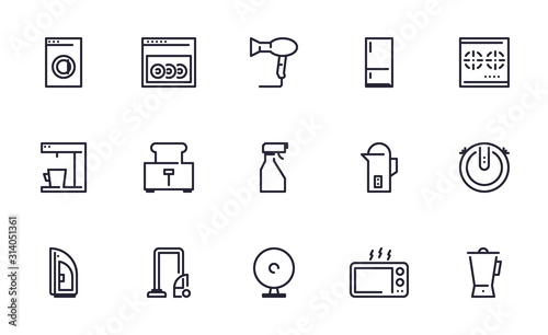 Set of Household equipment vector icon illustration