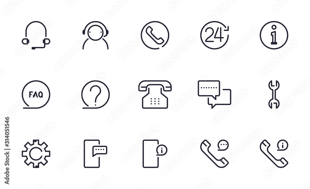 Set of Service support, Customer service, Call center vector icon illustration Set of Service support, Customer service, Call center vector icon illustration