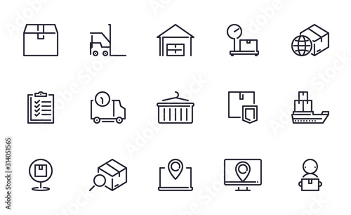 Set of Shipping, Logistics, Delivery vector icon illustration