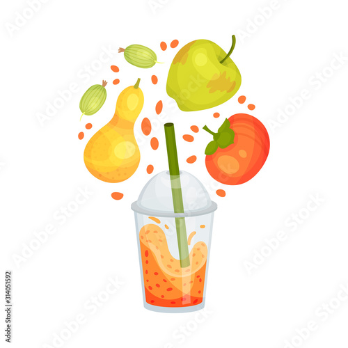 Bright Smoothie Rich of Vitamins Vector Illustration