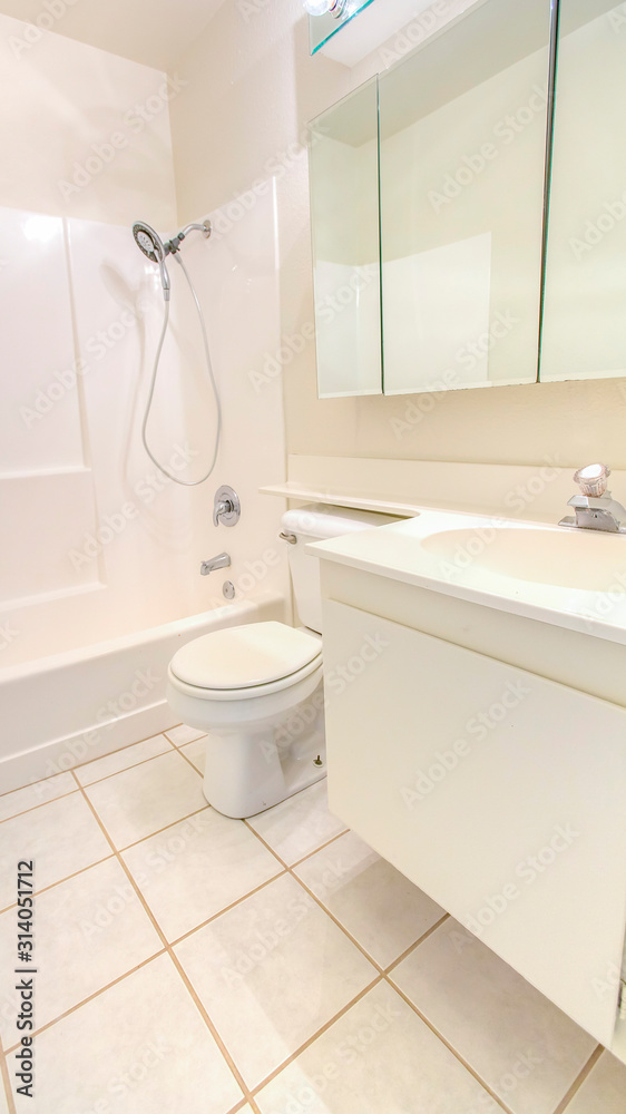 Fototapeta premium Vertical frame Tile in the bathroom clean inside